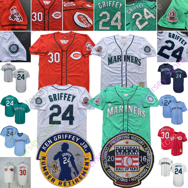 Ken Griffey Jr Jr. Jersey 2016 Hall Of Fame Jerseys 1995 1995 Vintage Green Teel Black Pinstripe