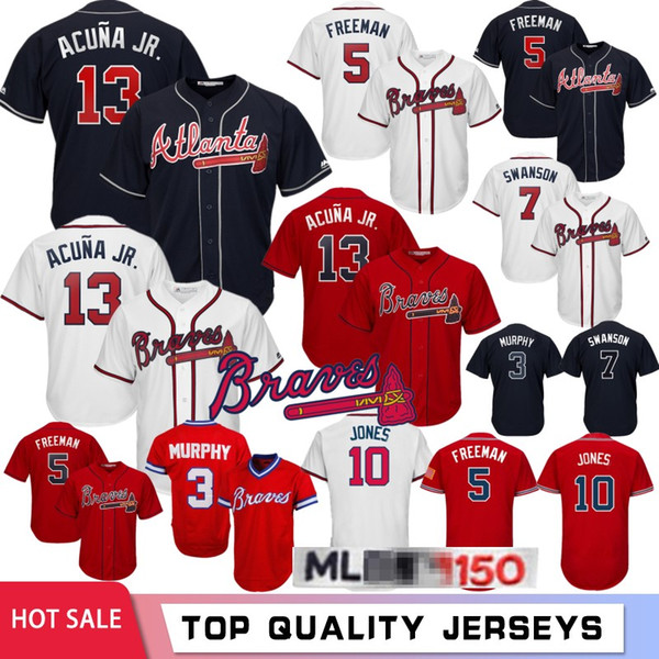 13 Ronald Acuna Jr. Baseball Jerseys 5 Freddie Freeman 10 Chipper Jones 150th Anniversary 44 Aaron 3 Murphy Stitched 2020 Men Jerseys