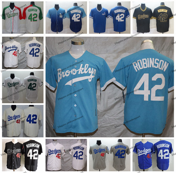 Vintage Mens 1955 LosAngelasDodgers 42 Jackie Robinson Baseball Jerseys Brooklyn Jackie Robinson Stitched Los Shirts Angeles M-XXXL