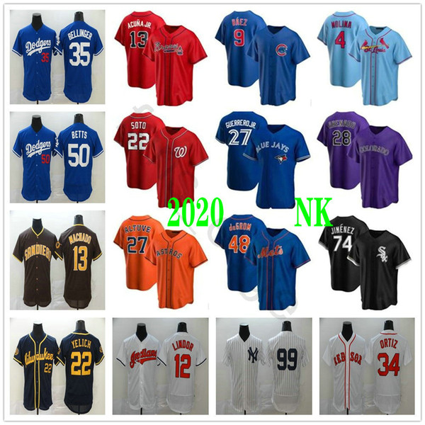 2020 New #50 Mookie Betts 22 Juan Soto Jacob deGrom Manny Machado Yadier Molina Christian Yelich Nolan Arenado Mike Trout Baseball Jerseys