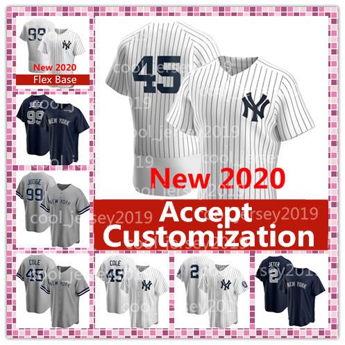 Accept customization New 2020 York 45 Gerrit Cole 99 Aaron Judge Jerseys Derek 2 Jeter Sanchez Torres Stanton Customized Baseball Jerseys