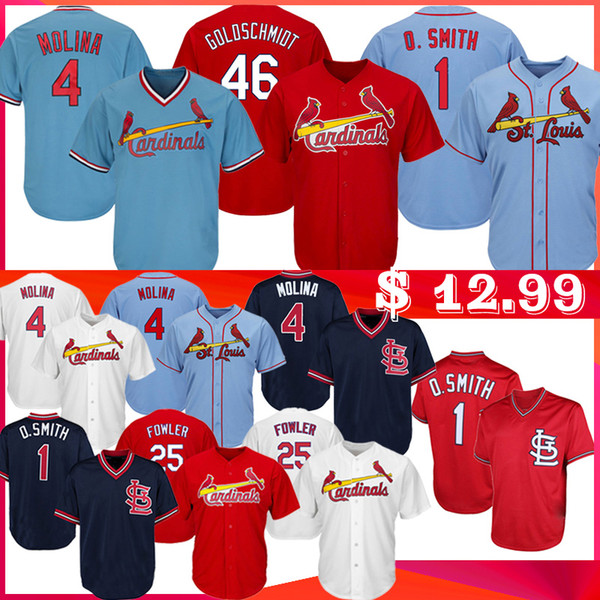 Goldschmidt 4 Yadier Molina Baseball Jerseys Men 1 Ozzie Smith 25 Dexter Fowler 46 Paul Goldschmidt Jersey