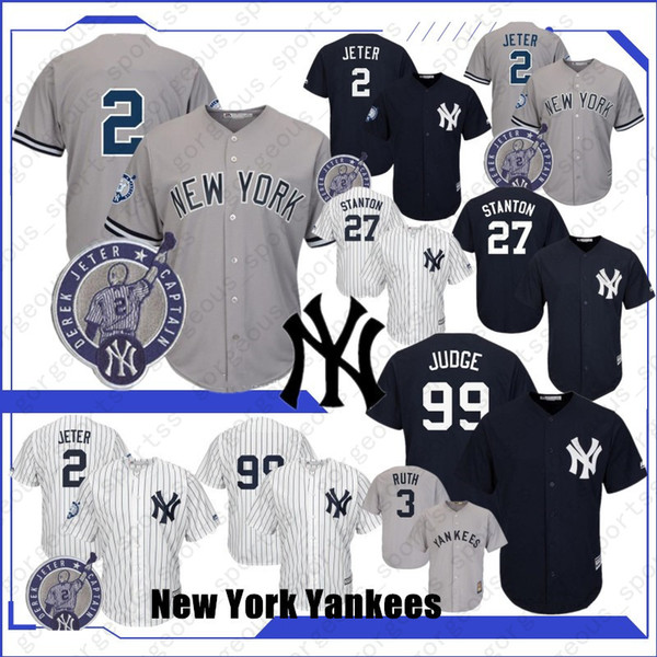 99 Aaron Judge 2 Derek Jeter 19 new 27 Giancarlo Stanton Men Baseball Jerseys New Jerseys York 24 Gary Sanchez Embroidery