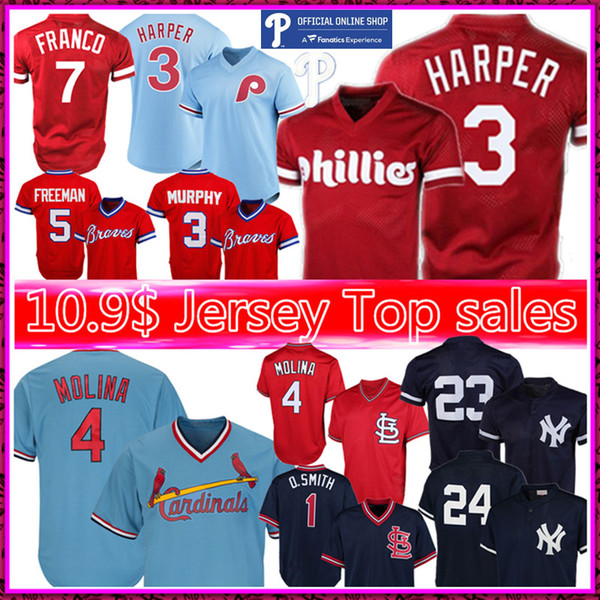 Philadelphia Retro Phillie 3 Bryce Harper 4 Yadier Molina Jersey New # York 23 Don Mattingly Baseball Smith Jerseys