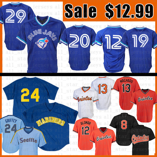 24 Ken Griffey Jr. Baseball Jersey 29 Joe Carter Roberto Alomar Josh Donaldson Jose Bautista 13 Manny Machado 8 Cal Ripken Jr. Adam Jones