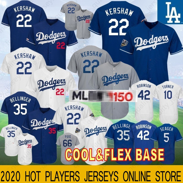 22 Clayton Kershaw 150th Anniversary 35 Cody Bellinger Baseball Jerseys 10 Justin Turner 5 Seager 42 Robinson 66 Puig