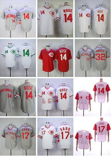 Cincinnati 5 Johnny Bench Reds Jersey 30 Ken Griffey Jr. 14 Pete Rose 11 Barry Larkin 17 Chris Sabo 32 Bruce Retro Mesh Baseball Jersey