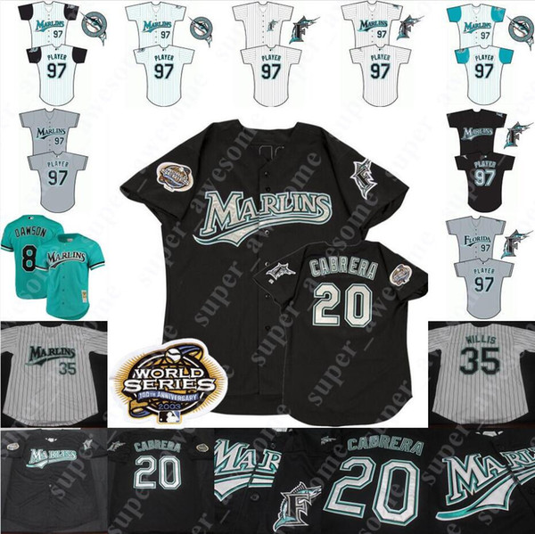 Florida Baseball Jersey Miguel Cabrera Ivan Rodriguez Dontrelle Willis Derrek Lee Mike Lowell Alex Gonzalez Gary Sheffield Juan Pierre