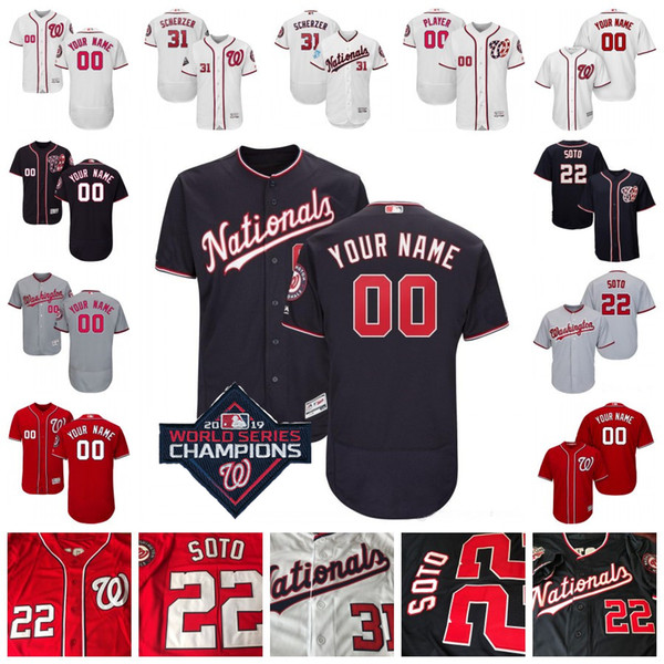 Washington Champions Nationals Baseball Jersey Juan Soto Stephen Strasburg Ryan Zimmerman Max Scherzer Turner Anthony Rendon Men Youth Lady