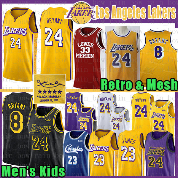 Los Angeles
Lakers Basketball Jersey LeBron 23 6 James Mens Youth Kid's ncaa 2020 New KOBE
Jersey BRYANT
Jersey 8 24 33