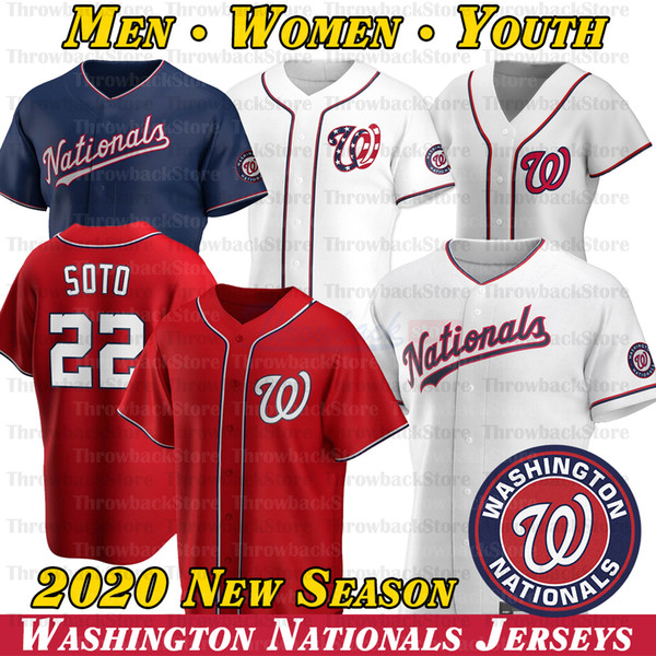 Washington 2020 Nationals Jersey Juan Soto Stephen Strasburg Max Scherzer Trea Turner Anthony Rendon Ryan Zimmerman New Brand