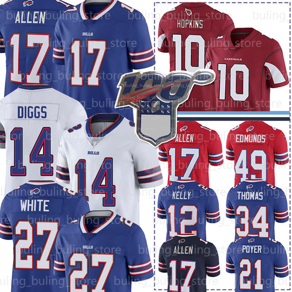 17 Josh Allen 14 Stefon Diggs Jerseys Bill 10 DeAndre Hopkins 27 Tre Davious White Buffalo 91 Oliver Tremaine Edmunds Thomas Kelly Football
