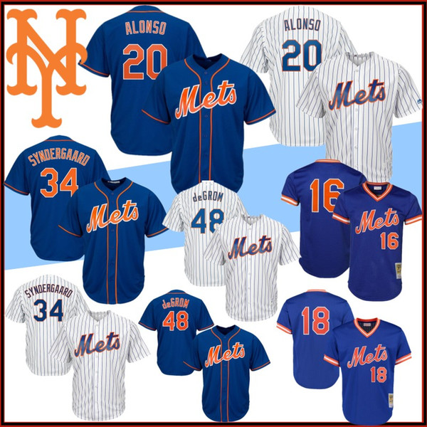 20 Pete Alonso Men Baseball Jerseys 48 Jacob DeGrom #18 Darryl Strawberry 150th 16 Gooden 34 Noah 17 Hernandez M-XXXL