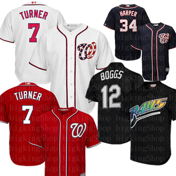 7 Trea Turner 34 Bryce Harper National Jerseys Mens 12 Wade Boggs Baseball Jerseys Cheap wholesale