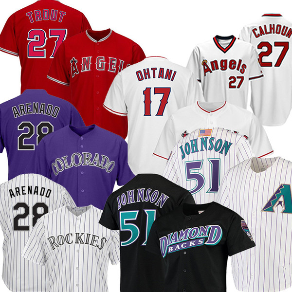 28 Nolan Arenado 27 Mike Trout 17 Shohei Ohtani Baseball Jerseys 51 Randy Johnson 44 Paul Goldschmidt Baseball Jerseys