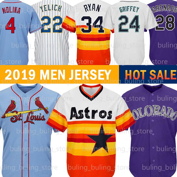 4 Yadier Molina 44 Anthony Rizzo Baseball Jerseys 24 Ken Griffey Jr. 34 Nolan Ryan 2 Alex Bregman Christian Yelich 28 Nolan Arenado