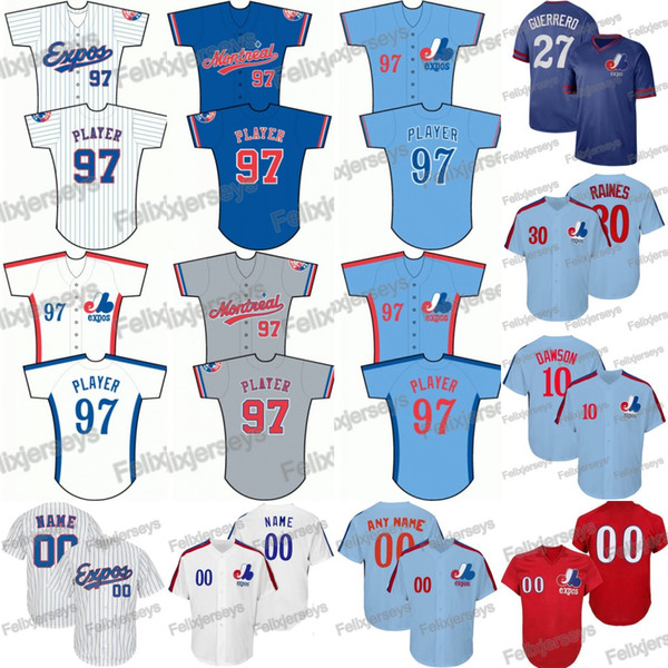 30 Tim Raines Montreal Expos Vladimir Guerrero Pete Rose Pedro Martinez Gary Carter Andre Dawson Stephen Strasburg Baseball Jerseys