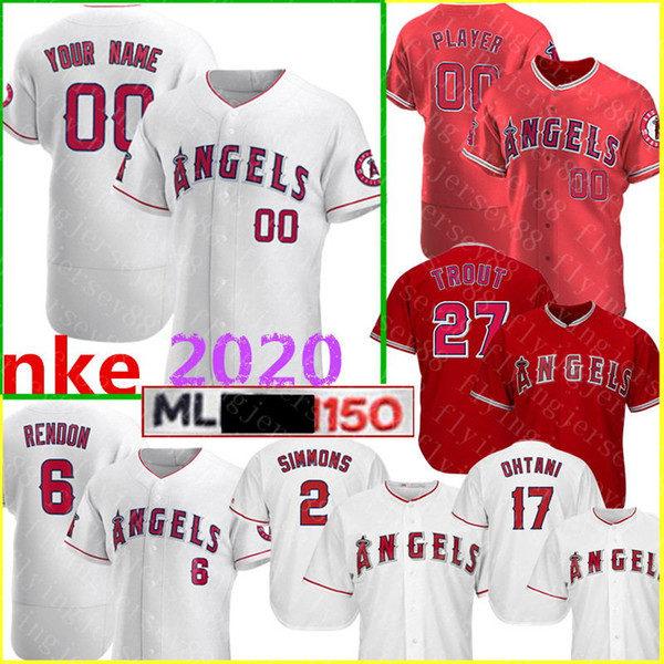 Mens Mike Trout Shohei Ohtani 2020 Custom Jersey 6 Anthony Rendon Albert Pujols Anthony Rendon Andrelton Simmons Luis Valbuena