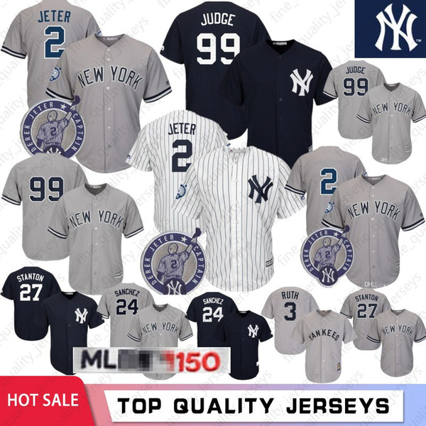 99 Aaron Judge 2 Derek Jeter 2020 Baseball Jerseys 27 Giancarlo Stanton New Jerseys 24 Gary Sanchez Embroidery Cool Base M-XXXL