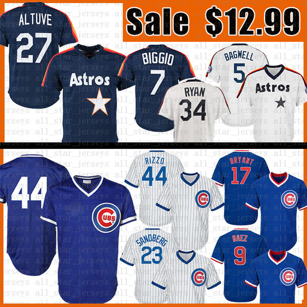 27 Jose Altuve 44 Anthony Rizzo Baseball Jersey 17 Kris Bryant 23 Ryne Sandberg 34 Nolan Ryan 5 Jeff Bagwell 7 Craig Biggio Jerseys