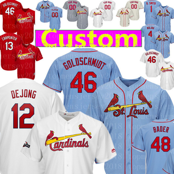 Custom 12 Paul DeJong 61 Genesis Cabrera 46 Paul Goldschmidt Jersey 13 Matt Carpenter 60 John Brebbia 48 Harrison Bader 13 Matt Carpenter