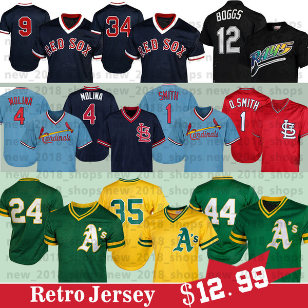 24 Rickey Henderson 44 Reggie Jackson 4 Yadier Molina Ozzie Smith 12 Wade Boggs 9 Ted Williams 34 David Ortiz Baseball Jerseys