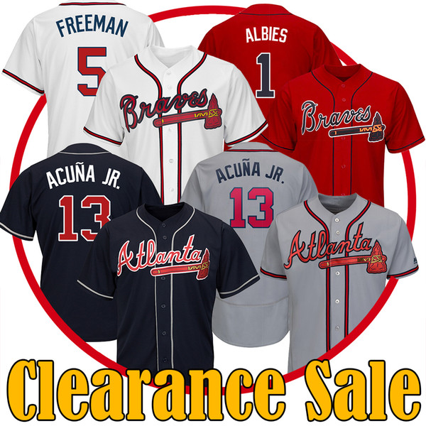 Clearance sale Atlanta Ronald Acuna Jr Freddie Freeman Ozzie Albies White Black Blue Grey Jersey Baseball Jerseys