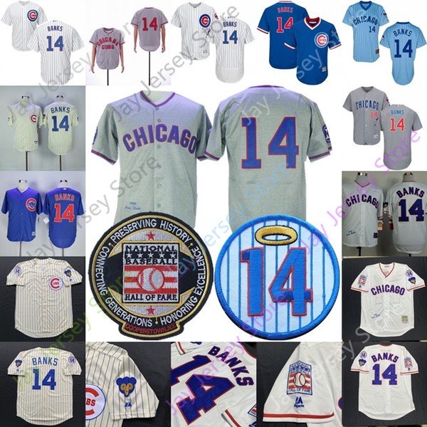 Ernie Banks Jersey Hall Of Fame Baseball 1969 1968 White Blue Grey Red Home Away All Stitched