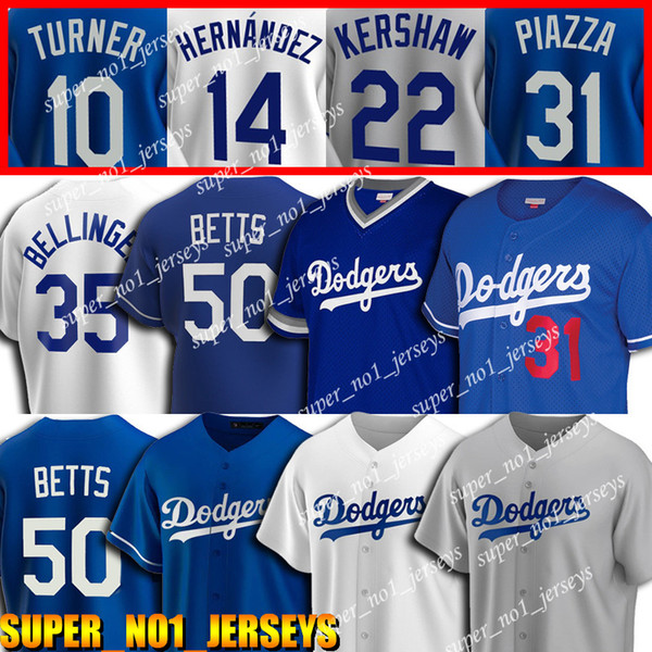 Los Angeles @ Dodgers Jerseys 2020 Baseball 50 Mookie Betts Jersey 35 Cody Bellinger Jerseys 22 Clayton Kershaw 10 Turner Custom Dodgers