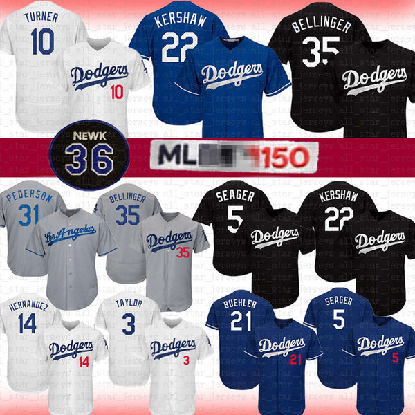 35 Cody Bellinger 22 Clayton Kershaw Dodgers Baseball Jersey Los Angeles 10 Justin Turner 5 Corey Seager Enrique Hernandez Taylor Robinson