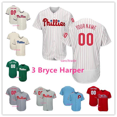 Custom 2019 New Phillies Philadelphia 3 Bryce Harper Jersey 10 JT Realmuto Philadelphia 7 Maikel Franco 17 Rhys Hoskins 27 Aaron Nola S-4XL