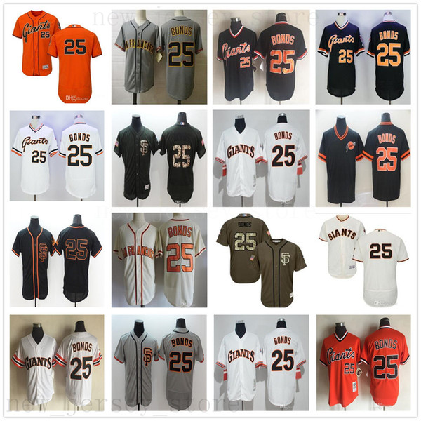 2017 Men's 25 Barry Bonds Flexbase Sn Fo Giants Barry Bonds 100% stitched Baseball Jerseys 1989 Retro Cool Base White Grey Orange Black