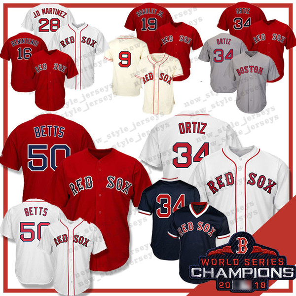 34 50 Mookie Betts Boston Red 2019 Sox jersey 19 Jackie Bradley Jr 28 JD Martinez 16 Andrew Benintendi Dustin Pedroia Baseball Jerseys