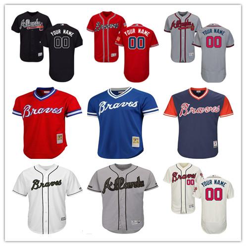 2019 custom Atlanta Men's women youth Majestic Braves Jersey #00 Any Your name and your number Home Blue Grey White Baseball Jerseys