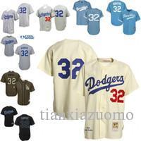 Grey light blue Cream Throw Sandy Koufax Authentic Jersey , Men's #32 Mitchell And Ness Ls As Dodgers