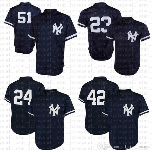 New York 23 Don Mattingly Yankees Jersey Navy Retro Mesh 99 Aaron Judge 42 Mariano Rivera 51 Bernie Williams Baseball Jerseys