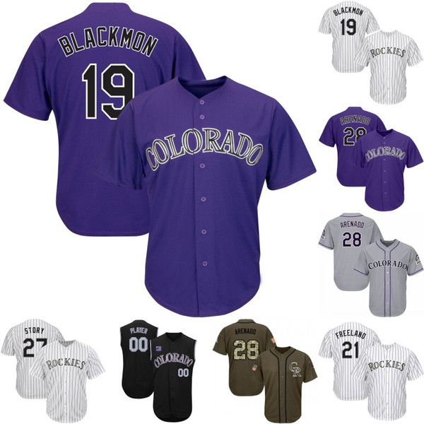 #19 Charlie Blackmon Jersey Colorado Mens 5 Carlos Gonzalez 21 Kyle Freeland 27 Trevor Story 28 Nolan Arenado Rockies Baseball Jerseys