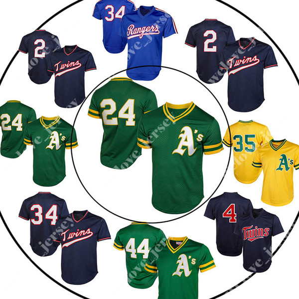 Men's Oakland jerseys Athletics 24 Rickey Henderson Rangers 34 Nolan Ryan jerseys 2 Brian Dozier wholesale retro mesh Minnesot Twins Jerseys