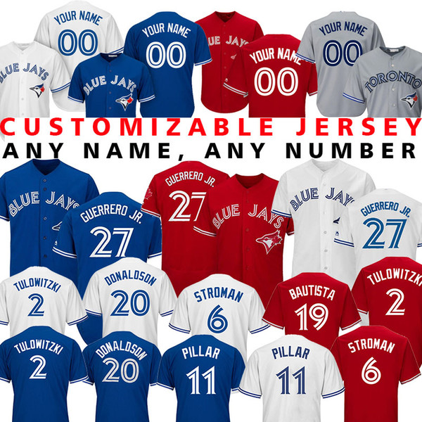 Custom 27 Vladimir Guerrero Jr. 15 Randal Grichuk Blue Jersey Jays 29 Joe Carter 6 Marcus Stroman 14 Smoak Baseball Jerseys