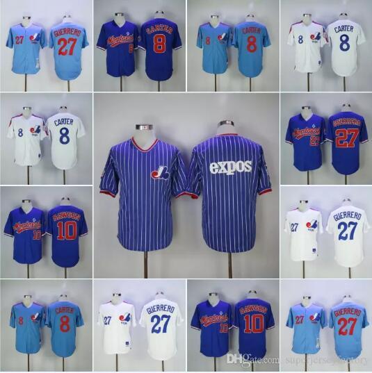 Men's 27 Vladimir Guerrero 8 Gary Carter 10 Andre Dawson Jersey 45 Pedro Martinez 30 Raines 34 BryceHarper Montreal Expos Baseball Jerseys