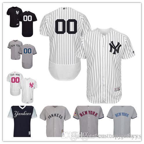 2018 custom Men women youth NY Yankees Jersey Personalized #00 Any Your name and number Home Black White Grey Baseball Jerseys