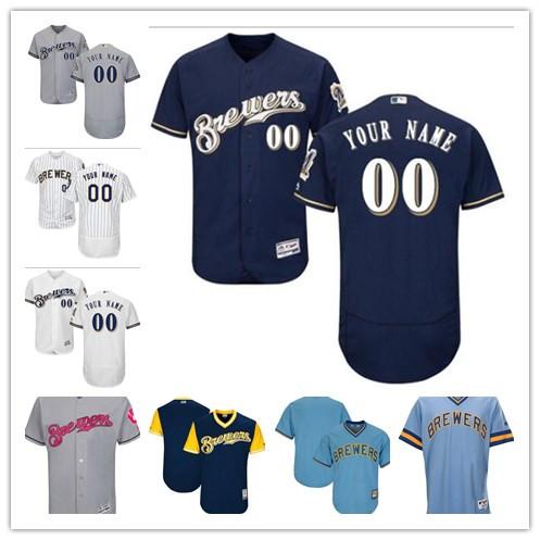 custom Men's Women Youth Milwaukee Brewers Jersey #00 Any Your name and your number Home White Blue Baseball Jerseys