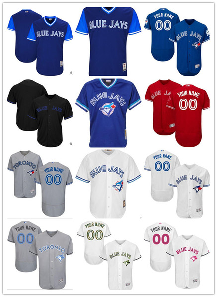 2019 custom Toronto Blue Men's women youth Majestic Jays Jersey #00 Any Your name and your number Home Blue Grey White Baseball Jerseys