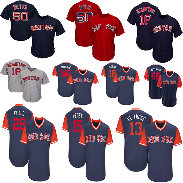 Men's Boston Mookie Betts Andrew Benintendi Hanley Ramirez El Trecé Dustin Pedroia Pedey Players Weekend Red Sox Baseball Jersey