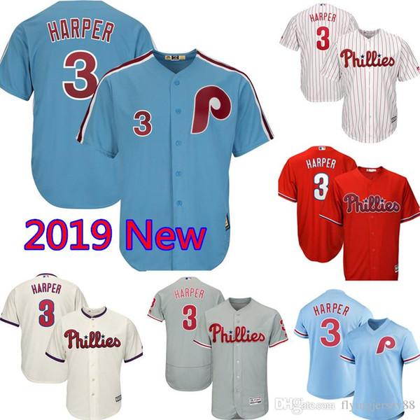 14.9$ Phillies Bryce Philadelphia Rhys Hoskins Aaron Nola Majestic Light Cool Base Cooperstown FlexBase Baseball Jerseys 3 17