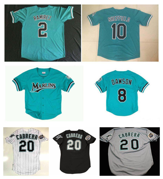 Custom Marlins Jerseys Dawson SHEFFIELD Giancarlo Stanton Florida Miguel Cabrera Dontrelle Willis 2 Hanley Ramirez Baseball Jersey S-XXXL