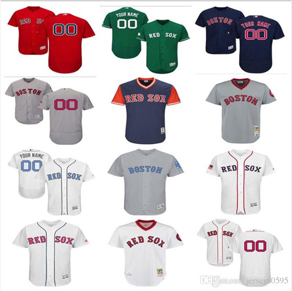 2018 custom Men's women youth Majestic Boston Red Sox Jersey Any Your name and your number Home Blue Grey White Kids Girls Baseball Jer