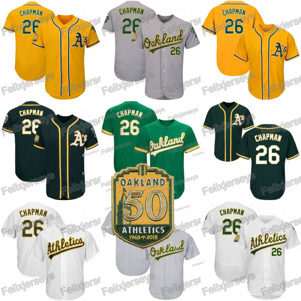 26 Matt Chapman Oakland 50th Patch Marcus Semien Khris Davis Ramon Laureano Athletics Jurickson Profar Chad Pinder Jesus Luzardo Jersey