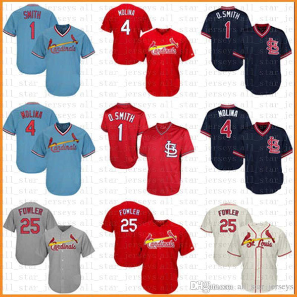 Red white Blue St. Louis Baseball Jersey Cardinals 4 Yadier Molina 25 Dexter Fowler 1 Ozzie 46 Smith Mesh RetroJerseys Cool base