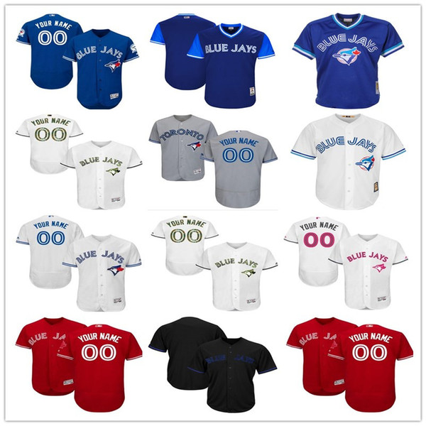 2019 custom Toronto Blue Men's women youth Majestic Jays Jersey #00 Any Your name and your number Home Blue Grey White Baseball Jerseys